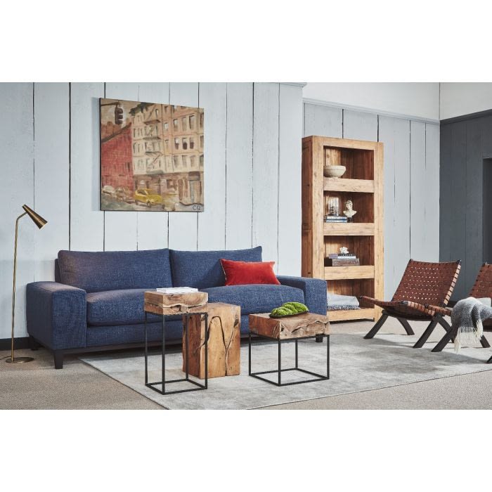 Teak Root Side Table with Charcoal Metal Frame