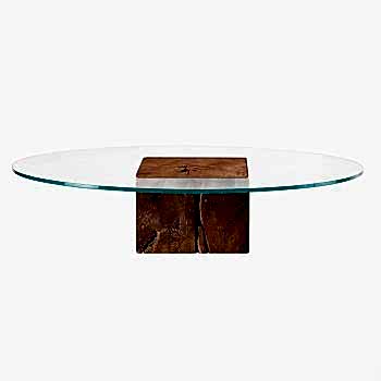 Teak Root Round Glass Coffee Table