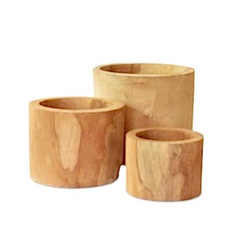 Teak Pots (Set of 3)