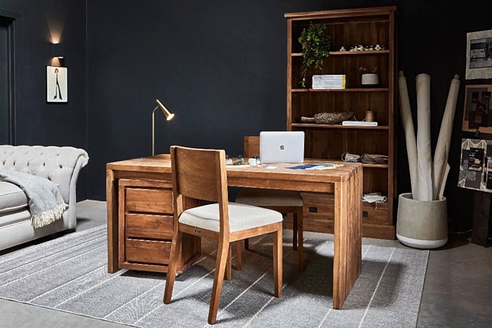 home office with oversized rug